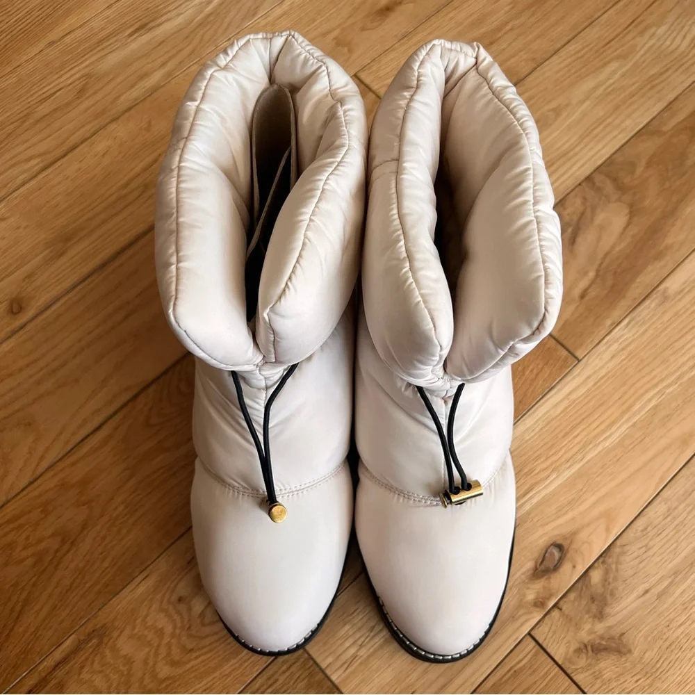 NEW J. Crew Elsa Puffer Boots with‎ Primaloft In Dusty Ivory Winter Bungee Sz 8
